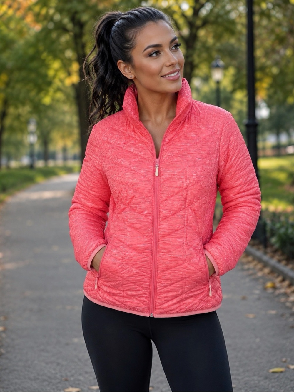 Tek Gear WarmTek Lightweight Quilted Puffer Jacket In Watermelon - Size L - NWOT